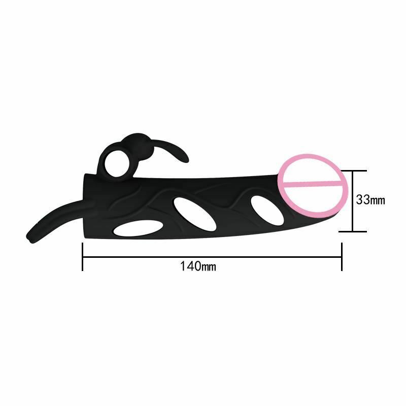 Black Sleeve With Ring Rabbit Clitoral Pretty Love Rings