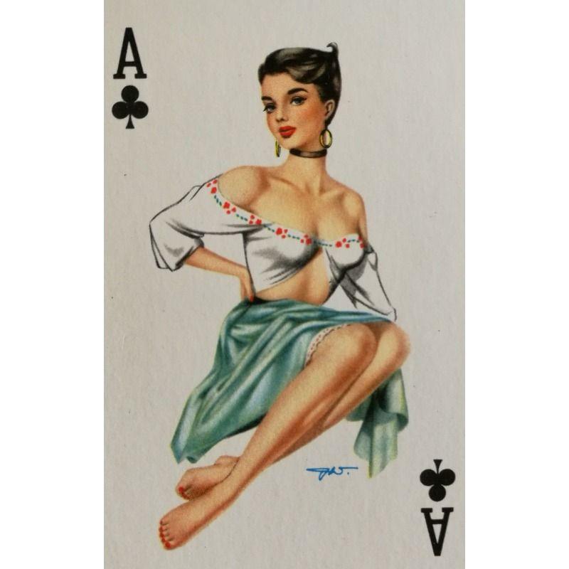 Custom Aluminum Tin Sign Art - Vintage Playing Cards and Women Wall Decor