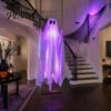 Halloween Partyartikel für Erwachsene Hängende Geisterschaukel Dekoration mit Fernbedienung & LED-Lichterkette, Wasserdichte Gruselige Beleuchtete Veranda Dekoration