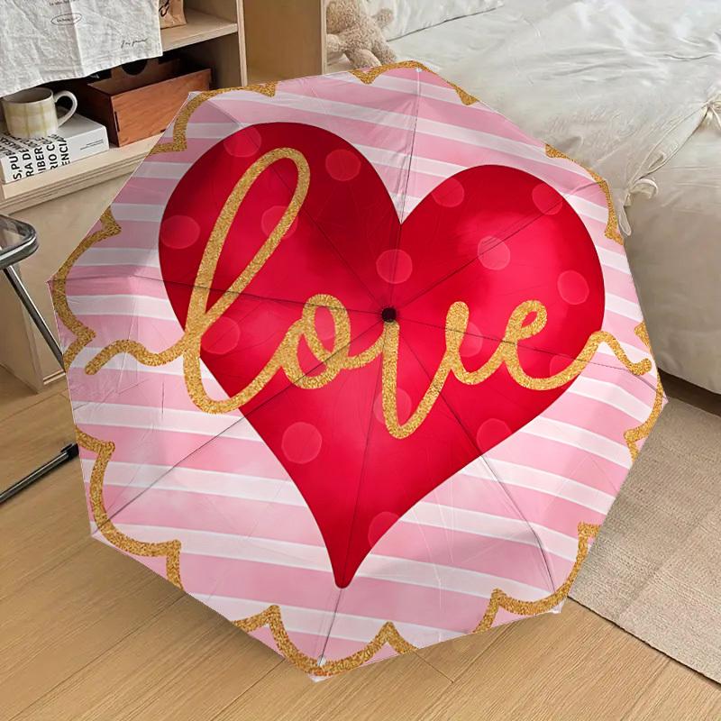 

1pc Heart Love Automatic Folding Umbrella, Casual Outdoor Accessory, Birthday Festival Gift yy251126131