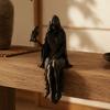Macabre Desktop Ornament Gothic Raven Shelf Sitter Statue, Hooded Lady Reaper Figurine, 3D Printed Dark Small Resin Statue Bookshelf Edge Sitter,