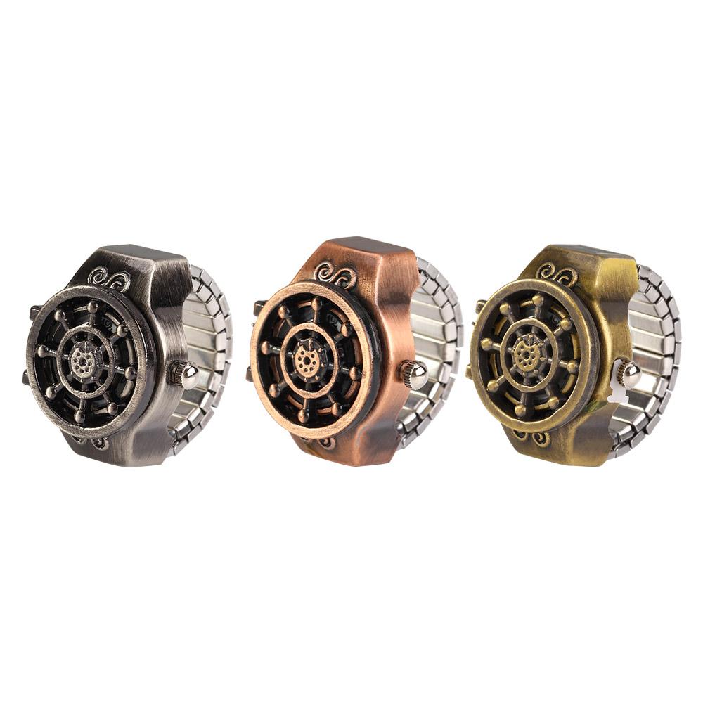 Vintage Antique Zinc Zinc Alloy Bronze Fashion Unisex Ring Watch Rudder Design Finger Watch Jewelry