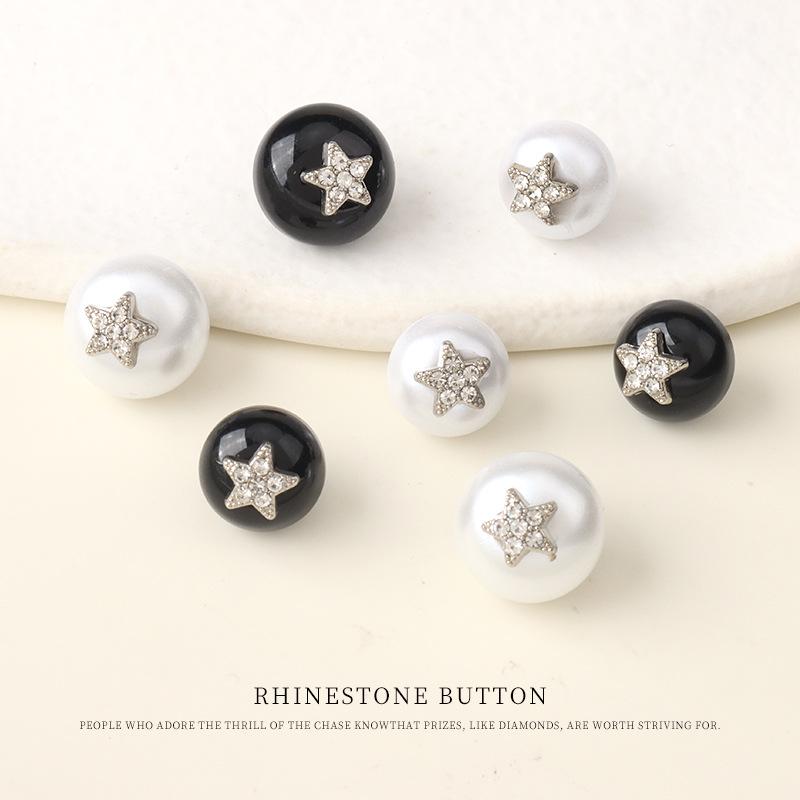 5pcs Resin Metal Pentagram Diamond Button Women'S Cardigan Sweater Small Fragrant Wind Button Shirt Top Button