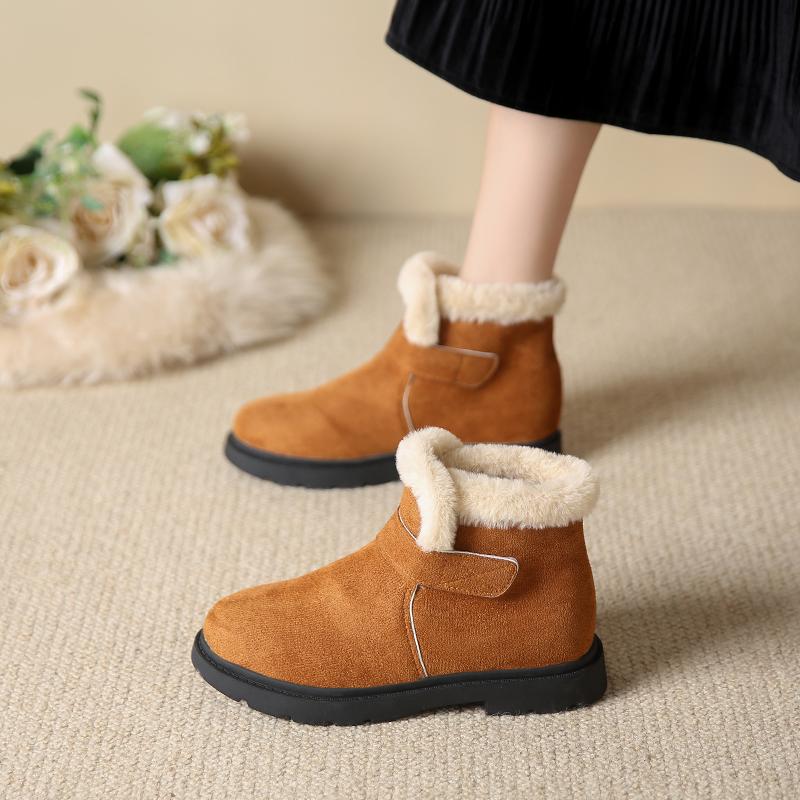 Fashion Women's Boots 2024 Winter New Fashion Solid Color Leather Western Shoes Women's Lace-up Thick-Soled Ankle Boots Women