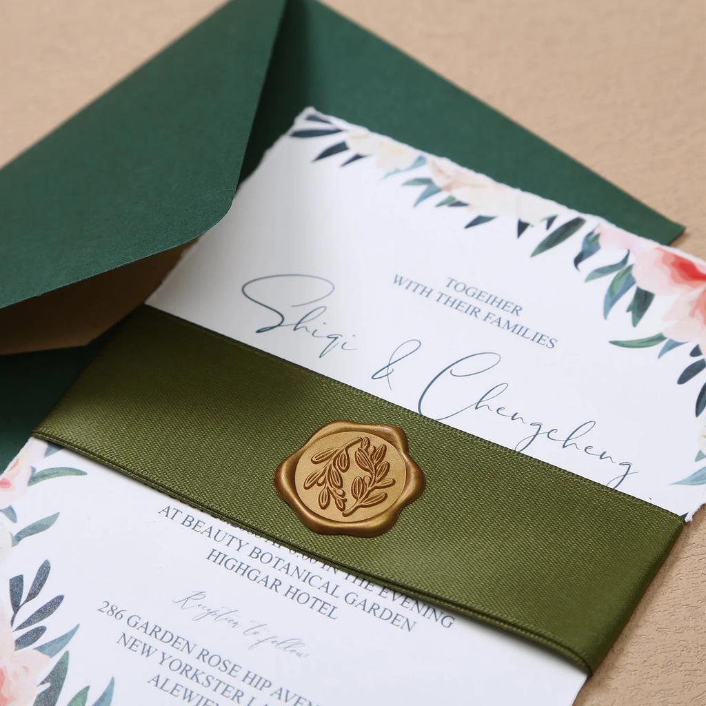 60pcs Wax Seal Stickers - Olive Branch Wedding Invitation Envelope Seal Stickers, Self- Adhesive Prosecco Light Gold Stickers