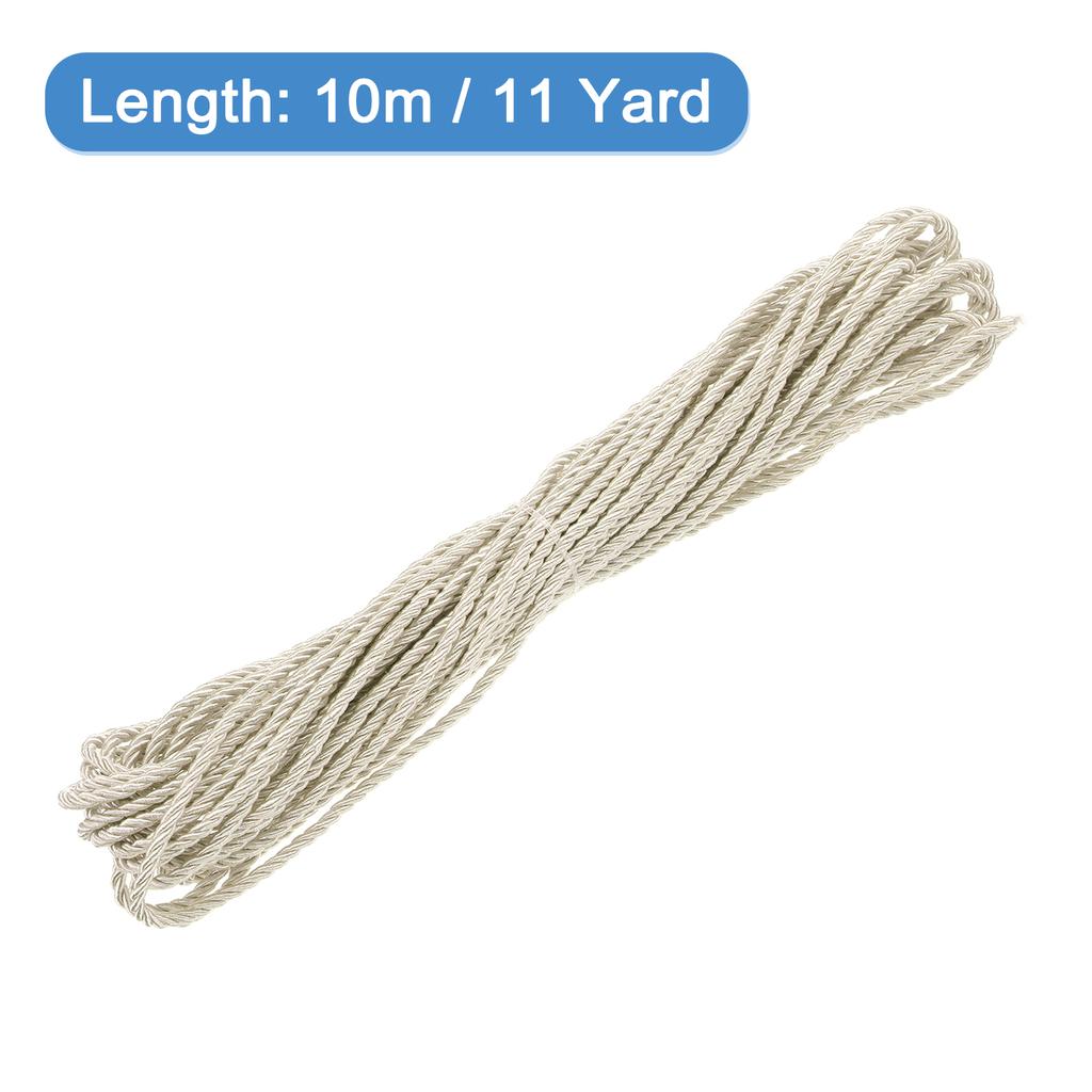 Uxcell 11 Yard 3mm Twisted Cord Trim 3-Ply Twine Braided Rope Shiny Thread String for Craft Gift Bag Curtain Christmas Decor