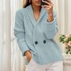 Winter Fall Women Knitted Cardigan Sweater Coat Double Breasted Lapel