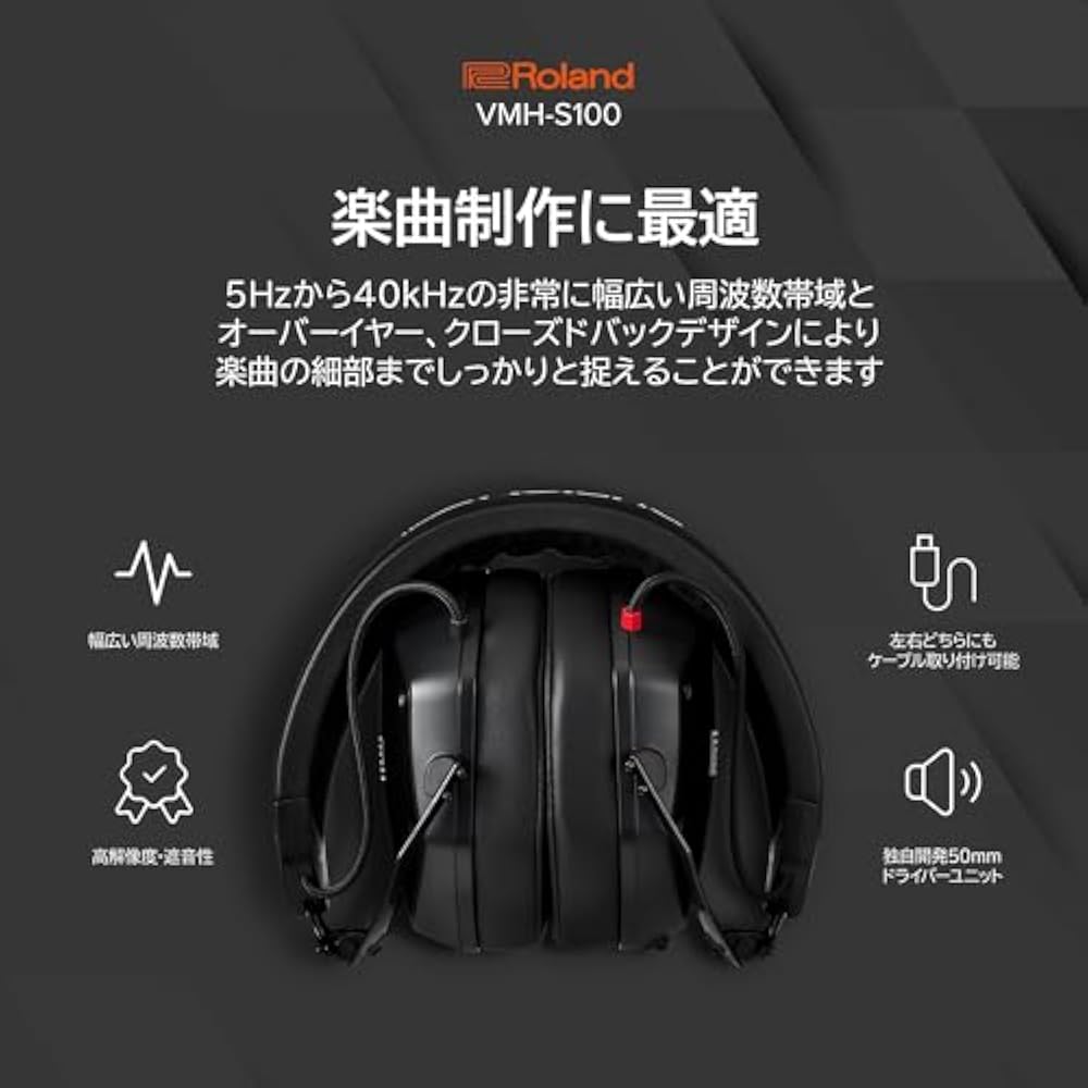 Roland Roland Music Production Headphones VMH-S100 Music Production Hi-Res Compatible Over-ear Mo...