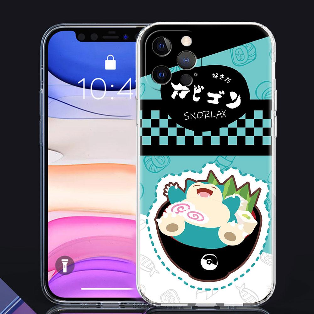 Custodia in TPU Per Apple iPhone 13 Pro Max 11 12 Mini X XS XR SE 2020 2022 7 8 Plus 6 6S Trasparente Morbida Copertura Telefono Cartone Animato Pokemon Sushi