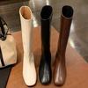 New Autumn and Winter Shoes: Versatile Square-toed Flat Mid-calf Boots