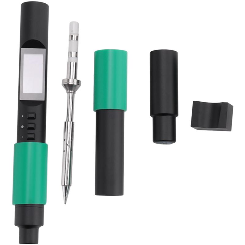 AD23-1Set PTS200 V2 PD 100W Electric Solder Iron Portable Fast Heating Tin Open Source Black For PD3.0 Firmware Upgrade , B2 Tip