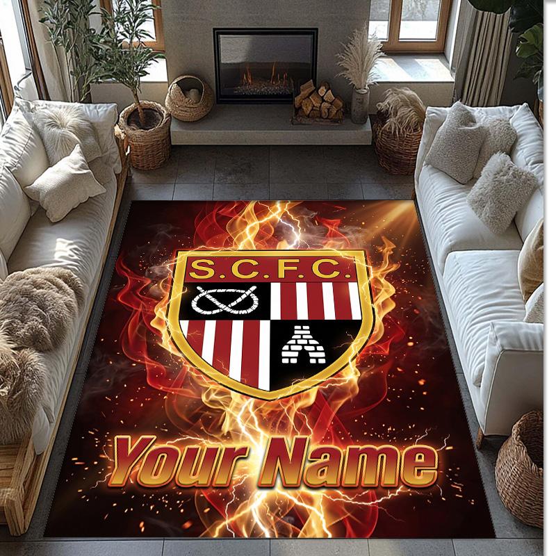 Stoke City FC Printed Crystal Velvet Rug Non‑Slip Crystal Velvet Carpet For Sofa Bedroom Indoor Home Decoration