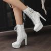Women's High Heel Short Boots Autumn and Winter New Waterproof Platform Thick Heel Versatile Large Roman Short Boots