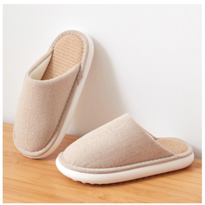 Japanese Linen Home Slippers - Silent, Non-Slip, Cotton Linen, Sweat-Absorbent, Breathable Indoor Shoes for All Seasons.
