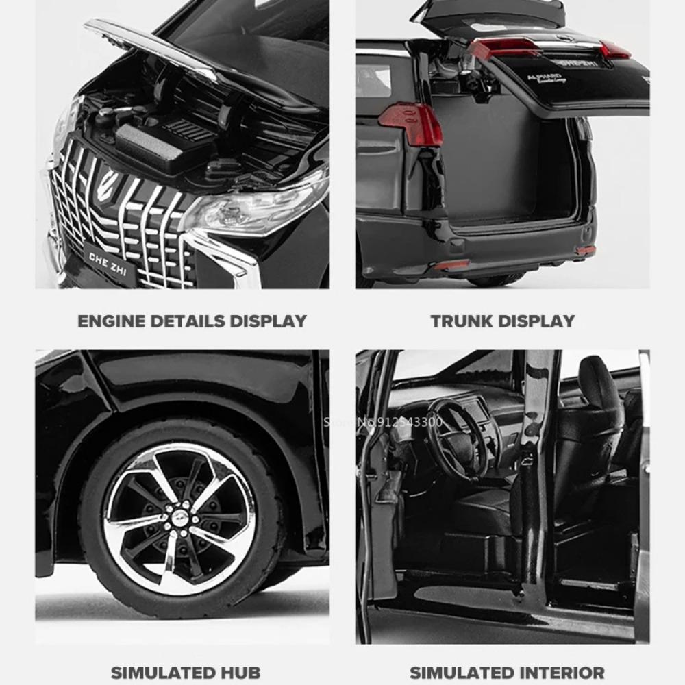 1:32 Scale Alphard Land Cruiser Toy Car Model Alloy Diecast Sound Light Pull Back Simulation Vehicle Models Boy Collectible Gift