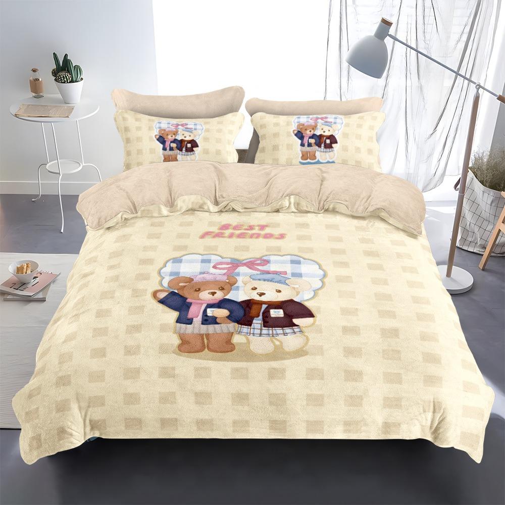

Cute Bedding Set Maillard Bear Duvet Cover Pillowcase 200x200cm, Single Double Bed Duvet Set Gifts for Adults and Kids 135x200cm