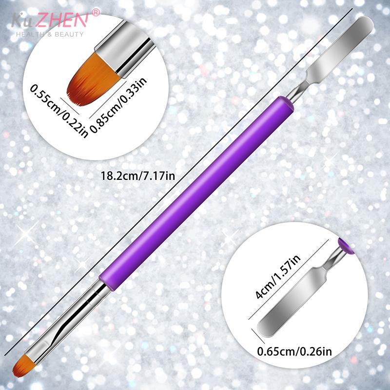 1pcs Poly Gel Brush Pen Dual Ended 2 IN 1 Design Nail Brush And Spatula Stainless Steel Gel Nail Brush For Nails Extension Gel