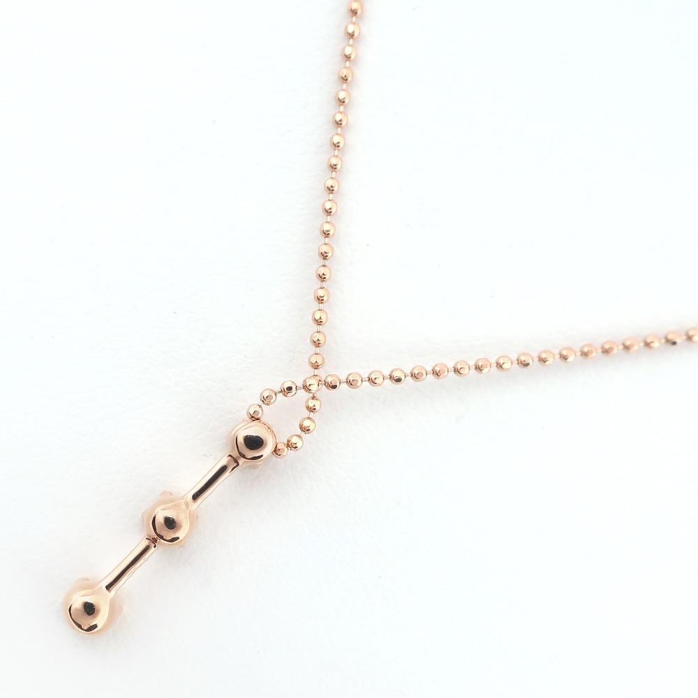 3P diamond Necklace K10 Pink Gold/diamond 2.2g Women Used