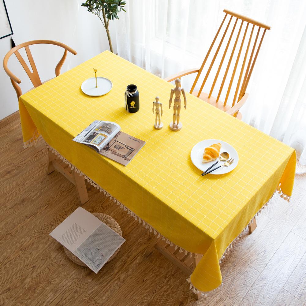 Simple Square Grid Dining Table Cloth Tablecloth Household Rectangular Coffee Table Cloth Cover Towel Can Be