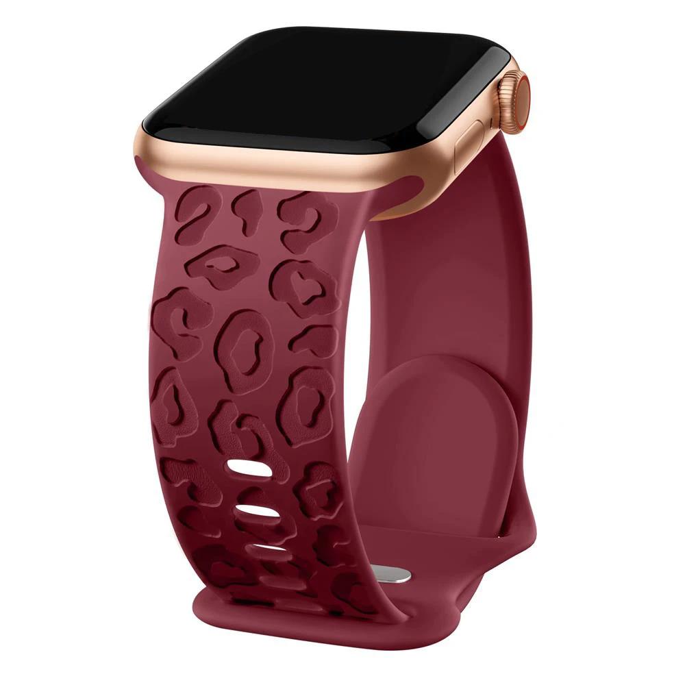 Band For Apple Watch 11 Strap 42mm 41mm 40mm 49mm 46mm 45mm 44mm Engraved Leopard Silicone Correa Bracelet iWatch Ultra 3/10/SE3