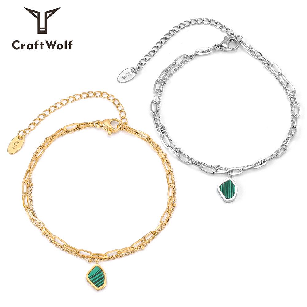 

18K Vintage Hong Kong Style Double-Layer Titanium Steel Bracelet for Women