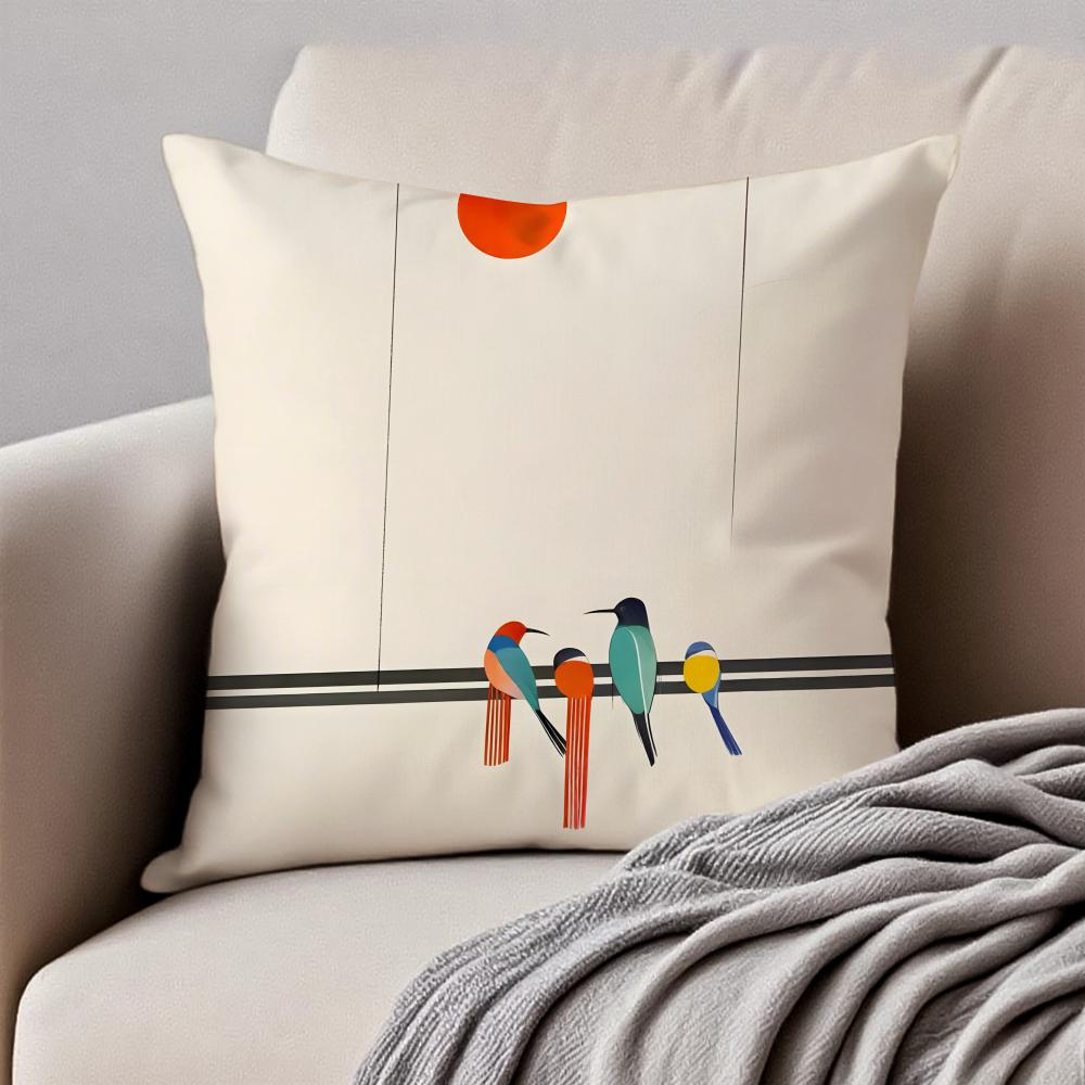 

Minimalist abstract geometric bird pattern Cushion Cover Pillowcase Antidustmite Invisible Zipper Short Plush Sofa Cushion 30X30cm