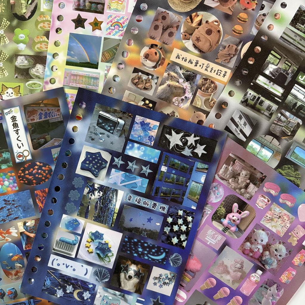 Colagem de Adesivos Frekyar Grande Capacidade Planejador Fofo Colagem Fofa Estilosa Materiais da Era Showa Vintage, Flocos, Sortimento, Decoração, Caderno, Conjunto,