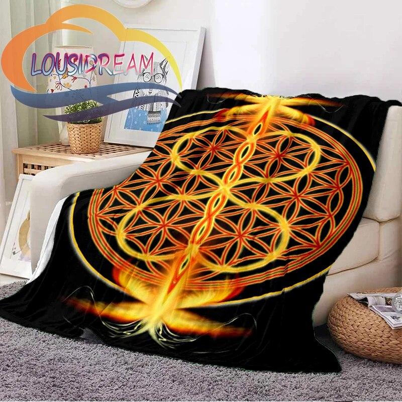 Flower of Life and Dature Stramonium Datura Flannel Warm Soft Fashion Blanket Plush Sofa Bed Throw for Picnic
