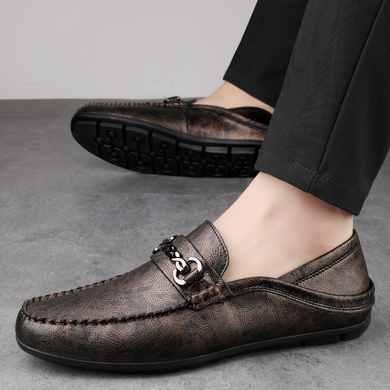 Men's Large Size Soft Sole Slip-on Leather Loafers - Casual Driving & Business Shoes