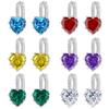 Korean Version of Premium Colored Diamond Love Ear Clips and Ear Buckles, New Twelve Constellations AAA Heart Earrings