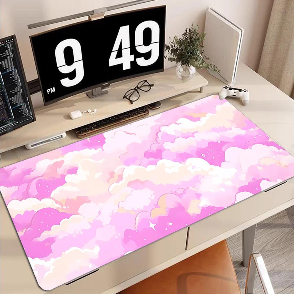 Mousepads Kawaii Anime design Mouse Pad Colorful Clouds Pink Computer Desk Mat Rubber Carpet pc Gaming mat maus pad