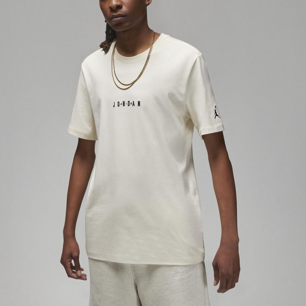 Jordan T Shirts Men's White Crew Neck Moderate Straight Fit DM3182-110