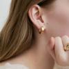 Line Hoop One Touch Earrings (E066_gold Medium)