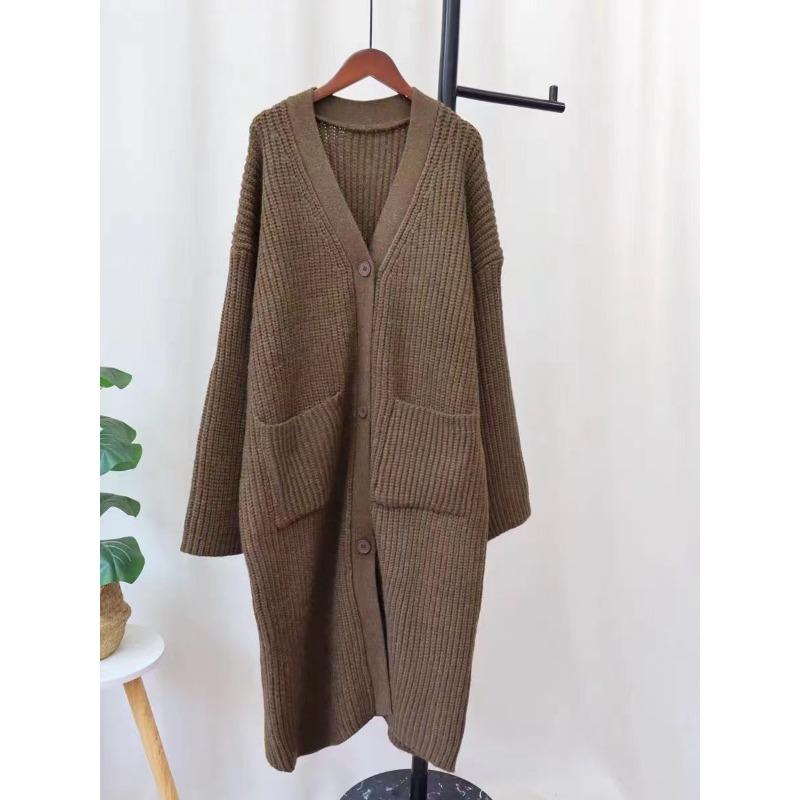 

Ленивый ветер утолщенный большой размер свитер кардиган женский осень и зима новый свободный средней длины вязаное пальто женское One size