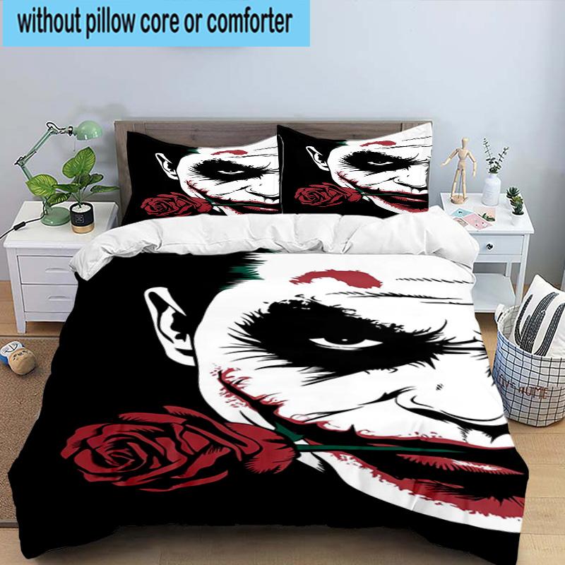 3PCS Cool clown Pattern 3pcs Bedding,Including 3PCS Duvet Cover And 2pcs Pillowcases Perfect for Christmas,Ideal for Bedroom, Dormitory
