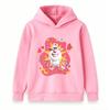 Kids Boys Girls Cartoon White Fluffy Creature Printed Hoodie, Casual Long Sleeve Pullover Sweatshirt with Heart Star Pattern, Comfortable Tops