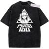 2026 Estate Mob Psycho 100 Potenza al 100% Dimple Cartone Animato Lavato Anime Maglietta Harajuku Streetwear Oversize Manica Corta