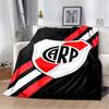 River Plate FC Red Background Vertical Black Stripe Shield Crest Flannel Blanket Argentine Football Throw Blanket Sports Fan Bedroom Warm Sofa Cover