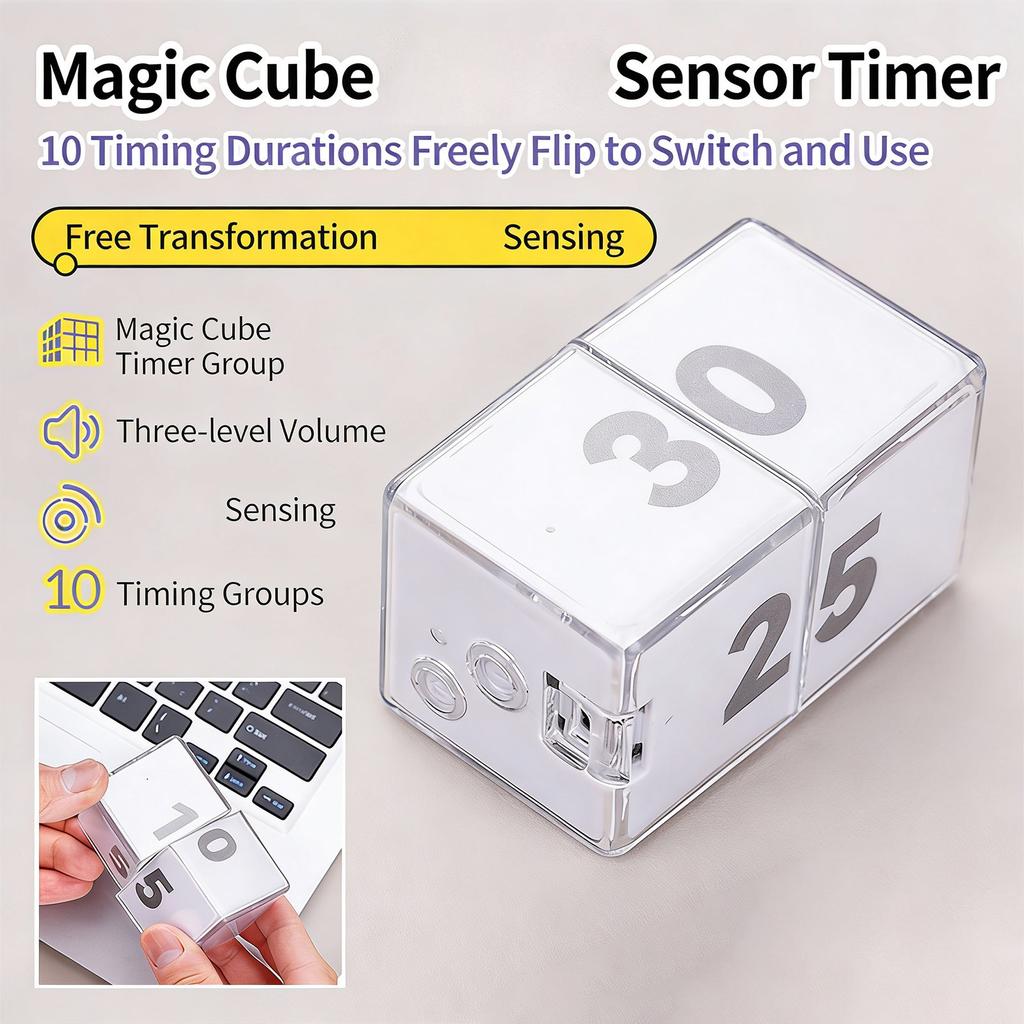 Portable Rechargeable Gravities Sensors Flipping Electronic Timer Cubes with 10 Presets For Home Kitchens And Outdoor Picnics