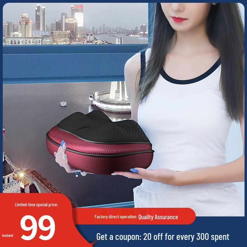 Trapezius Kneading Grasp Spine Massager Pillow with Constant Temperature for Cervical and Lumbar Relief.