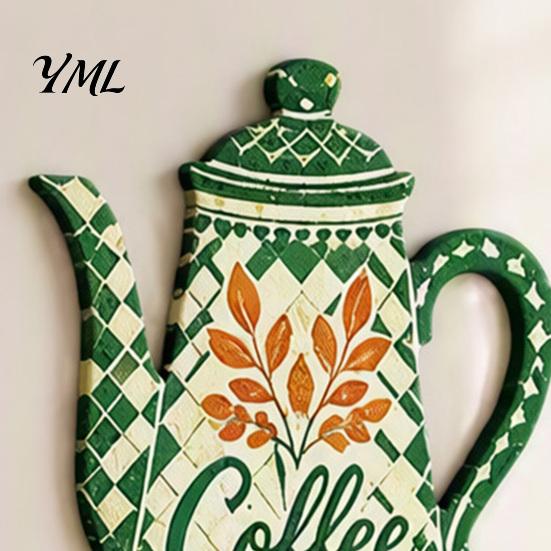 Coffee Shop Wall Art 7Pcs Themed Wooden Decor, 2D Flat Farmhouse Kitchen Ornaments Plaques, Country Style for Dining Room Cafe Home Decoration Accents