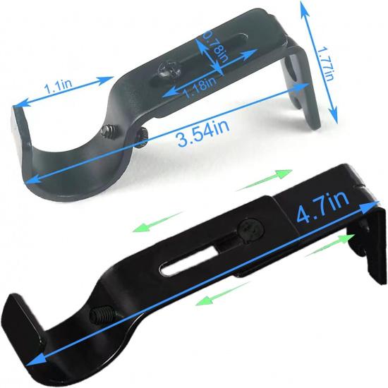 Premium Curtain Rod Brackets - 2 Pack Adjustable Wall Mounts, Curtain Rod Holders for 1 Inch Rod (Black)