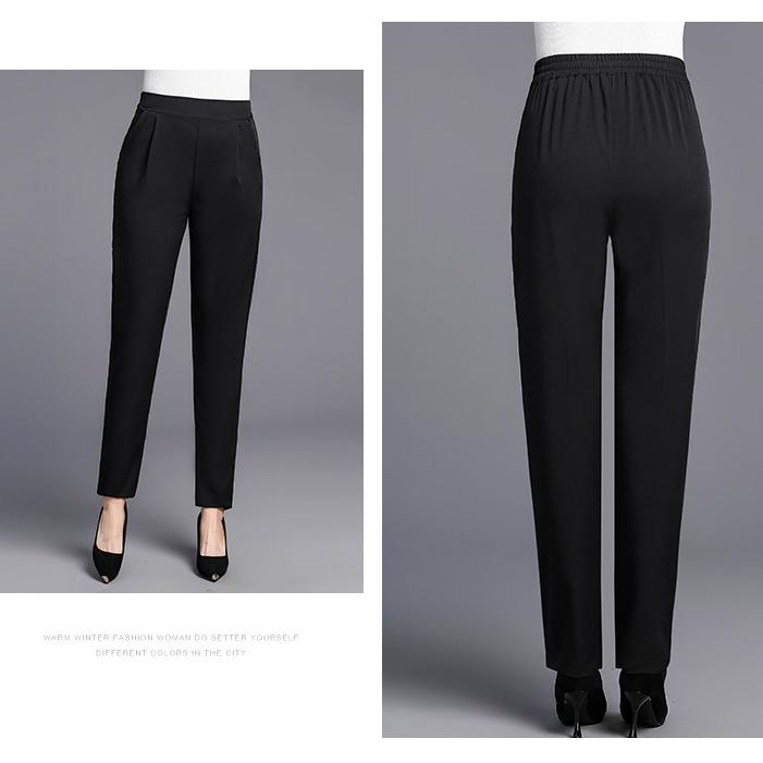 Women Elastic Waist Suit Pants Female 