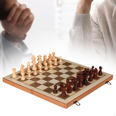 Chess Game Set for Beginners, Wooden Board with Checkers, Family Fun Ages 8+