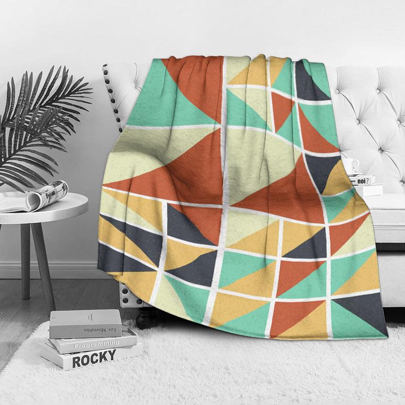 Geometric Quilted Throw Blanket Sofa Bed Cover Decorative Cotton Fleece Blanket For Home Decor Gift