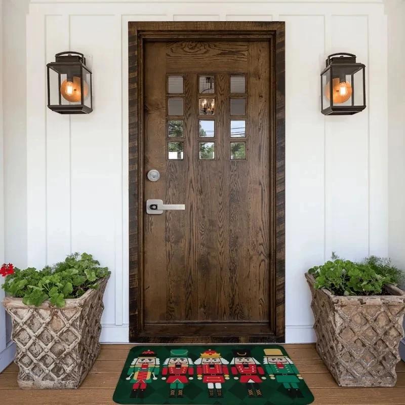 Christmas Nutcrackers Welcome Doormat Decor Kitchen Hallway Balcony Runners Rugs Bedroom Non-Slip Floor Mat Christmas Decoration