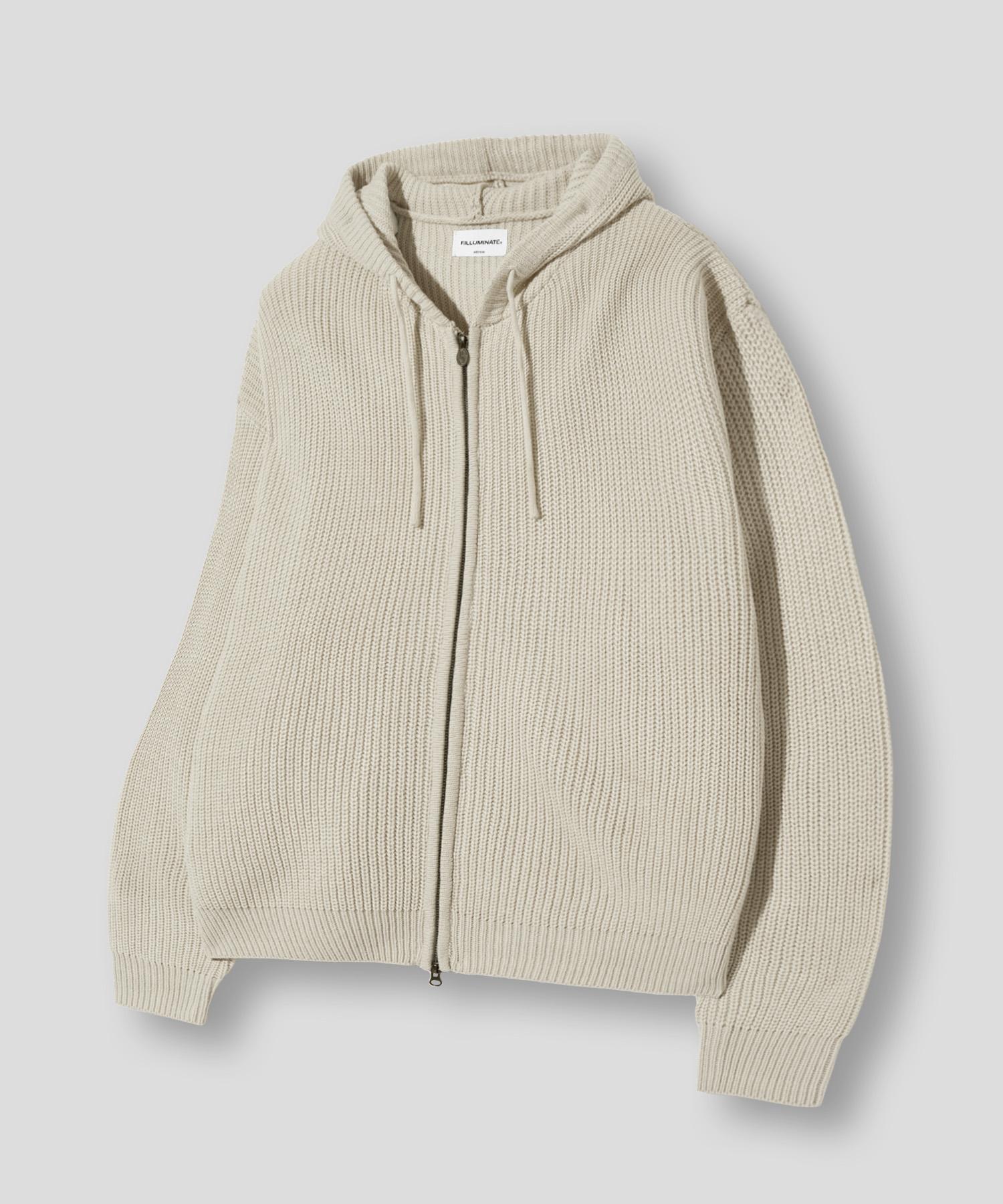 Illuminate Subdude Knit Hooded Zip-Up - Ivory Ivory/S