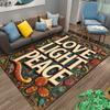 "Love Light Peace Carpet, Colorful Floral Design, Cozy Home Decor" Suitable for Use As an Anti-slip for Living Room Bedroom Sofas