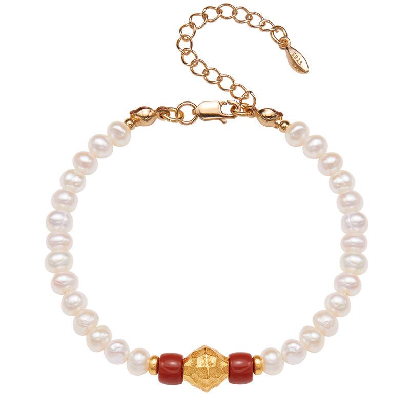 Natural Colored Treasure Nanhong Freshwater Pearl Beaded Necklace Women S Set S925 Sterling Silver Xiaohongshu Collarbone Chain