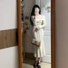 Temperament One-word Shoulder Knitted Dress Autumn Sexy Elegant Slim Fit Beautiful Sweater Hip Skirt